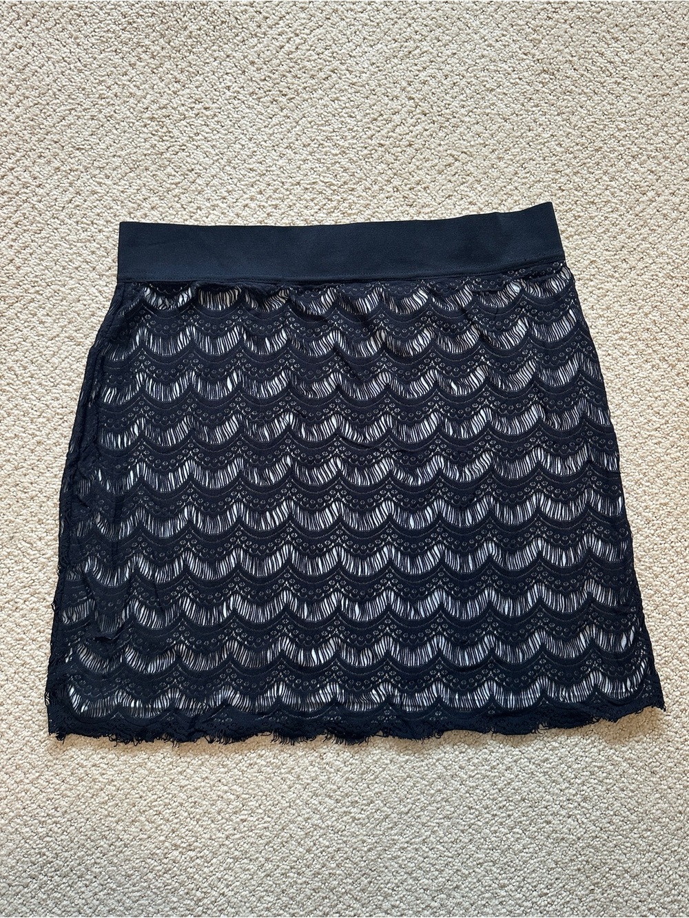 Free People Black Lace Overlay Mini Skirt Size Medium